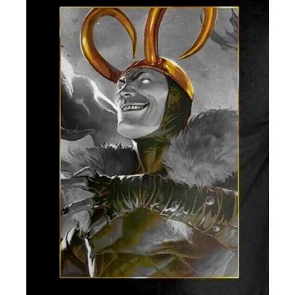 Marvel LOKI GOLDEN HORNS Black T-Shirt Size S Small NWT Officially Licensed - Picture 2 of 4